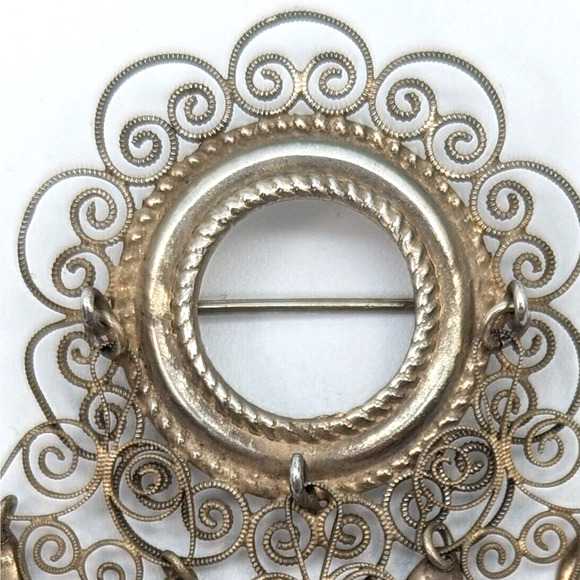 Antique Silver Solje Wedding Brooch w Tube Hinge C Clasp Marked SC 88 Mid 19th C - Picture 5 of 11